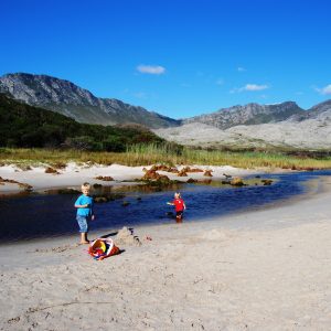 Pringle Bay beach and river mouth is only a few minutes' walk to Dreams holiday home